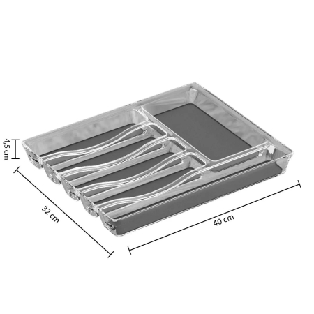 Tava organizare tacamuri 5Five Tidy Smart cu 6 compartimente, 32x40x5 cm, gri [1]