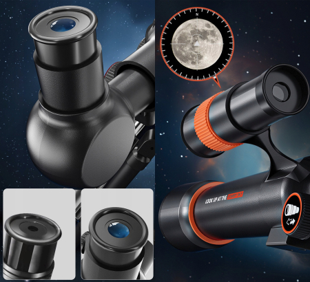 Telescop copii stativ 2 oculare observare cer educativ, 46x43x33 cm, usor de asamblat, negru [6]