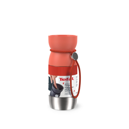 Termos Tefal beYou N2191510, inox, 0.36 L, 100% etans, capac Quick Press, argintiu & portocaliu [2]