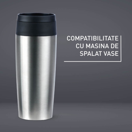 Termos Tefal Travel Mug Classic N2020110, inox, 0.36 L, 100% etans, functie Quick Press, argintiu [4]