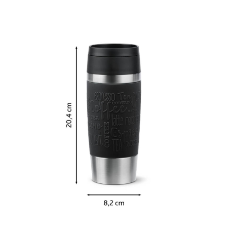 Termos Tefal Travel Mug Classic N2020210, inox, 0.36 L, 100% etanș, functie Quick Press, argintiu & negru [2]