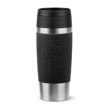 Bucatarie - Termos Tefal Travel Mug Classic N2020210, inox, 0.36 L, 100% etanș, functie Quick Press, argintiu & negru