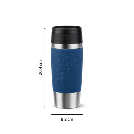 Termos Tefal Travel Mug Classic N2020310, inox, 0.36 L, 100% etans, functie Quick Press, argintiu & albastru [2]