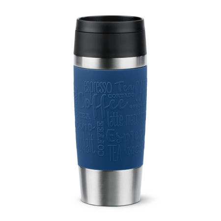 Vase & ustensile pentru gatit - Termos Tefal Travel Mug Classic N2020310, inox, 0.36 L, 100% etans, functie Quick Press, argintiu & albastru