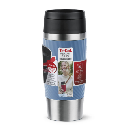 Termos Tefal Travel Mug Classic N2024510, 0.36 L, pastrare la rece 12 ore, pastrare la cald 6 ore, albastru & argintiu [2]