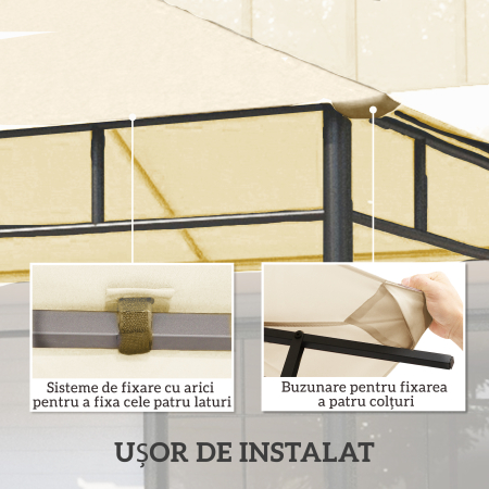  Tetto di Ricambio Telo Sostitutivo per Gazebo Traspirante 3x3m [4]