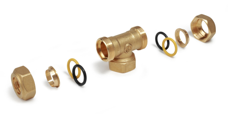 Fitinguri - Teu compresie alama Giacomini R569Y128, 1" x 28, pentru teava cupru