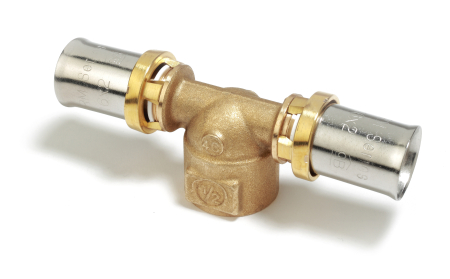 Obiecte si instalatii sanitare - Teu de presare  Giacomini RM154Y049, filet interior 3/4”, pentru teava multistrat diametru 26 mm