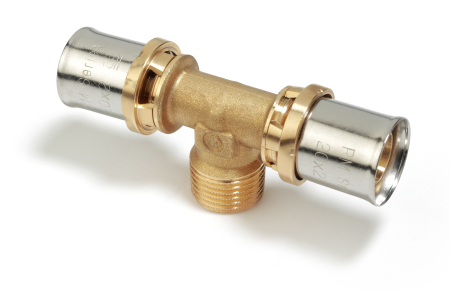 Obiecte si instalatii sanitare - Teu presare Giacomini RM153Y049, filet exterior 3/4”, pentru teava multistrat diametru 26 mm