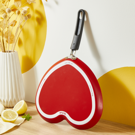 Tigaie de clatite in forma de inima Tefal Pancake Day B0141002, 25 cm, invelis antiaderent, indicator Thermo-Signal, baza Diffusion, rosu & neg [10]
