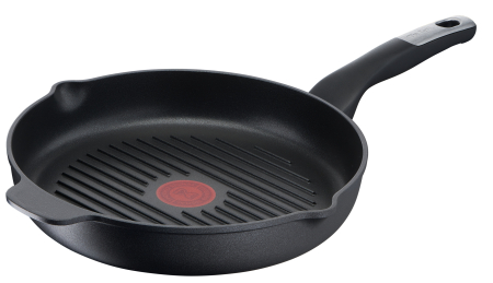 Tigai si seturi - Tigaie grill 26 cm Unlimited Tefal E2294074, invelis antiaderent 100% sigur, Titanium Anti-Scratch, Thermo-Signal™, baza Thermo-Fusion™, alumin