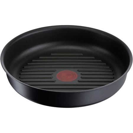 Vase & ustensile pentru gatit - Tigaie grill Tefal Ingenio Unlimited L8584074, 26cm, inductie, invelis antiaderent, indicator Thermo-Signal, negru