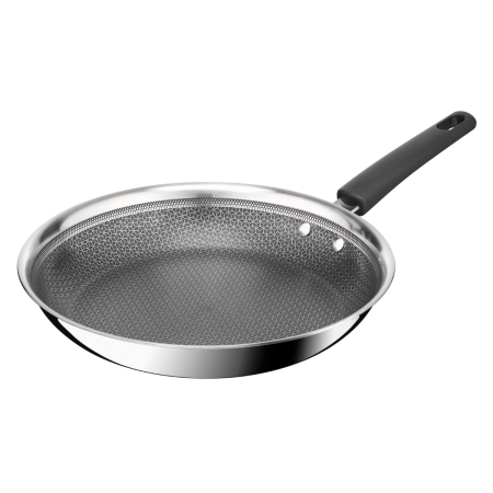 Bucatarie - Tigaie Tefal Emotion+ Power E3410655, 28 cm, 2.5 L, tehnologie HybridMesh, inox, rezistenta la ustensile metalice, inductie, argintiu