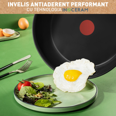Tigaie Tefal Renew de 24 cm C4320423, 100% aluminiu reciclat, indicator Thermo-Signal, compatibil cu inductia, invelis ceramic, negru [7]