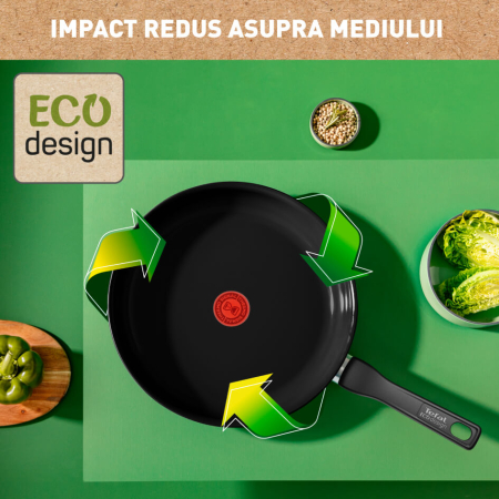 Tigaie Tefal Renew de 28 cm C4320623, 100% aluminiu reciclat, indicator Thermo-Signal, compatibil cu inductia, invelis ceramic, negru [10]
