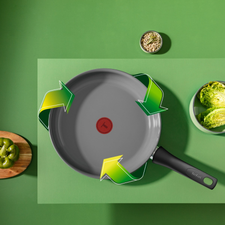 Tigaie Tefal Renewal Ceramic G0170702, 30 cm, aluminiu, invelis ceramic antiaderent Inoceram, Thermo-Signal™, inductie, gri [4]