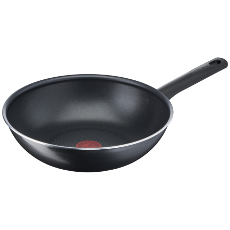 Bucatarie - Tigaie wok Tefal Day By Day B56419AZ, 28 cm, invelis antiaderent Titanium, indicator Thermo-Signal™, negru