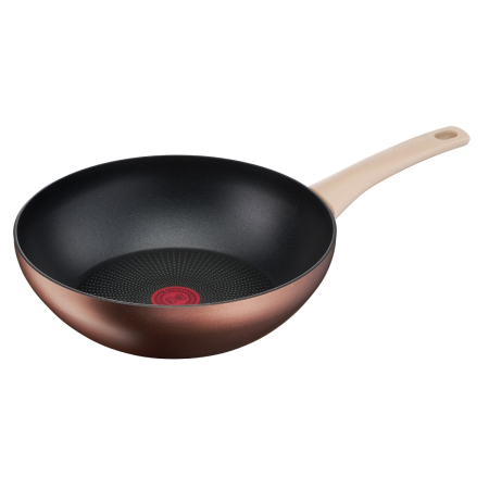 Tigai si seturi - Tigaie wok Tefal Eco-Respect G2541902, 28 cm, aluminiu, invelis antiaderent Titanium Pro, compatibil cu inductia, tehnologia Thermo-Signal™, baz�