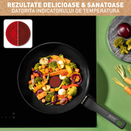 Tigaie wok Tefal Renew de 28 cm C4321923, 100% aluminiu reciclat, indicator Thermo-Signal, compatibil cu inductia, invelis ceramic, negru [5]