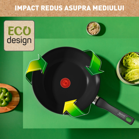 Tigaie wok Tefal Renew de 28 cm C4321923, 100% aluminiu reciclat, indicator Thermo-Signal, compatibil cu inductia, invelis ceramic, negru [6]