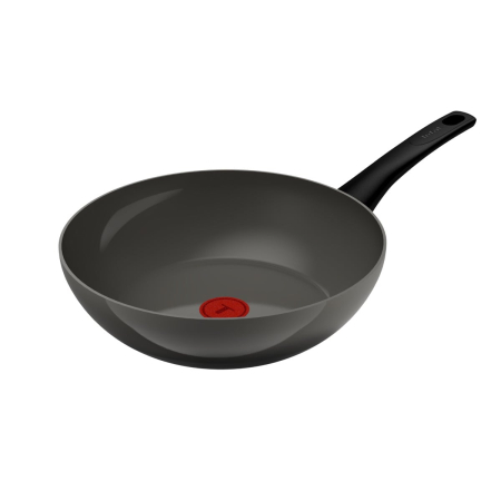 Tigai si seturi - Tigaie wok Tefal Renewal Ceramic G0171902, 28 cm, aluminiu, invelis ceramic antiaderent Inoceram, Thermo-Signal™, inductie, gri