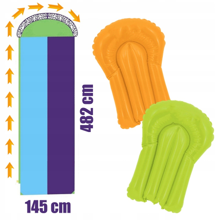 Tobogan de apa dublu cu fantana si 2 placi gonflabile incluse, 482x145 cm, multicolor [8]