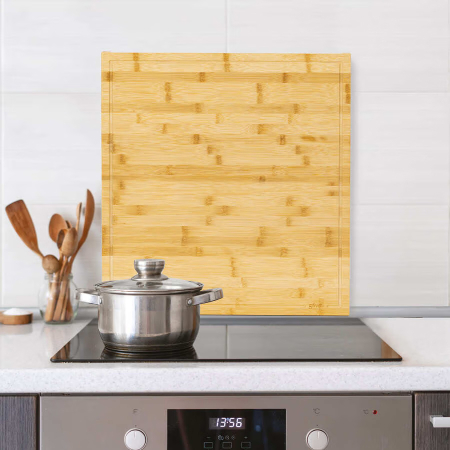 Tocator bambus Bambou, utilizare pe plita sau blat, 52x58x4 cm, natur [2]