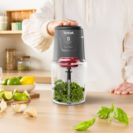Tocator Tefal Easy Press MQ740HF0, 500W, 4 lame Powelix, recipient de 500 ml, tehnologie Safe Start, gri & rosu [3]