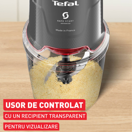 Tocator Tefal Easy Press MQ740HF0, 500W, 4 lame Powelix, recipient de 500 ml, tehnologie Safe Start, gri & rosu [5]
