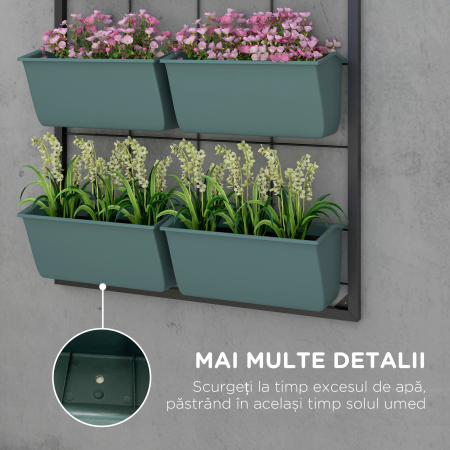  Trepte pentru Plante, 8 Ghivece Stivuibile, Rezistente la Intemperii, 52,5 x 14 x 90 cm, Gri + Negru [5]