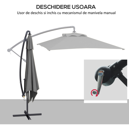  Umbrela Consola de 3 m cu Baza in Cruce [3]