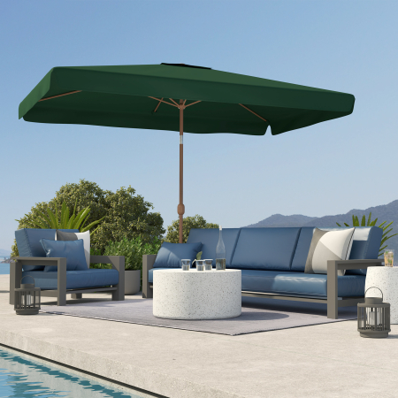  Umbrela de Gradina 2x3 m cu Deschidere cu Manivela, inclinabila si Anti-UV 50+, Verde [7]