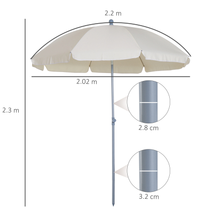  Umbrela de Gradina cu Acoperis Reglabil Φ220, Crem alb [2]