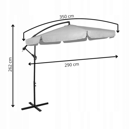 Umbrela de gradina cu brat lateral banana, cu husa, 300cm, gri deschis [12]