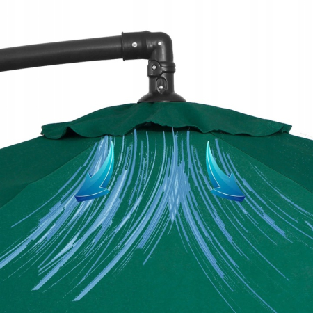 Umbrela de gradina cu brat lateral banana, cu husa, 300cm, verde [3]