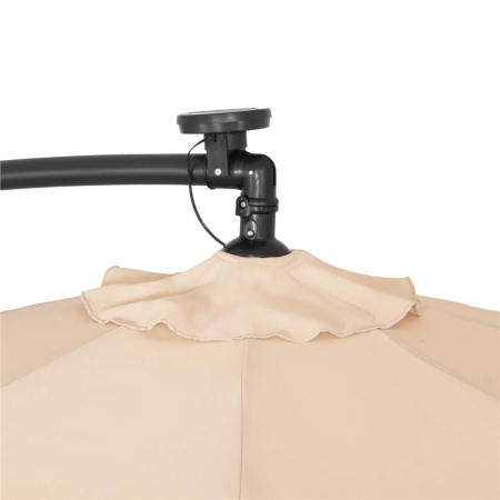 Umbrela gradina brat lateral tip banana cu iluminare LED solara, 32 LED-uri, protectie UPF 50+, husa inclusa, D300 cm, crem [11]