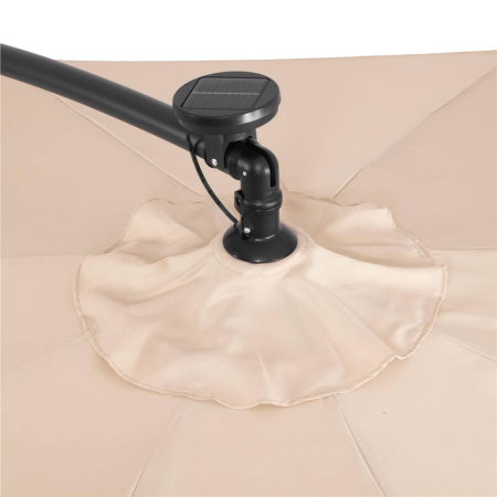 Umbrela gradina brat lateral tip banana cu iluminare LED solara, 32 LED-uri, protectie UPF 50+, husa inclusa, D300 cm, crem [8]