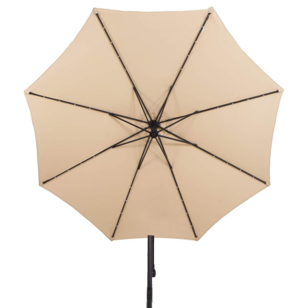 Umbrela gradina brat lateral tip banana cu iluminare LED solara, 32 LED-uri, protectie UPF 50+, husa inclusa, D300 cm, crem [17]