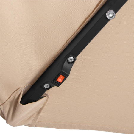 Umbrela gradina brat lateral tip banana cu iluminare LED solara, 32 LED-uri, protectie UPF 50+, husa inclusa, D300 cm, crem [13]