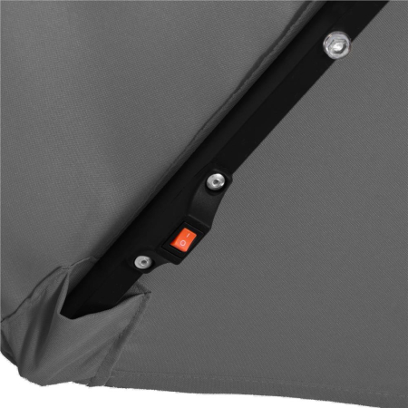 Umbrela gradina brat lateral tip banana cu iluminare LED solara, 32 LED-uri, protectie UPF 50+, husa inclusa, D300 cm, gri [14]