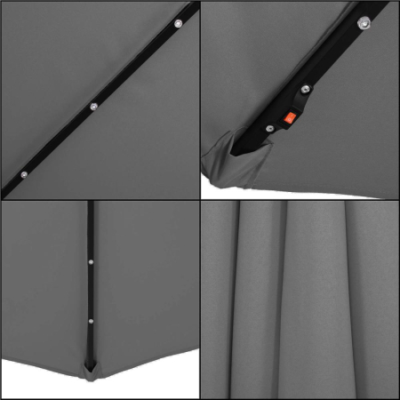 Umbrela gradina brat lateral tip banana cu iluminare LED solara, 32 LED-uri, protectie UPF 50+, husa inclusa, D300 cm, gri [7]