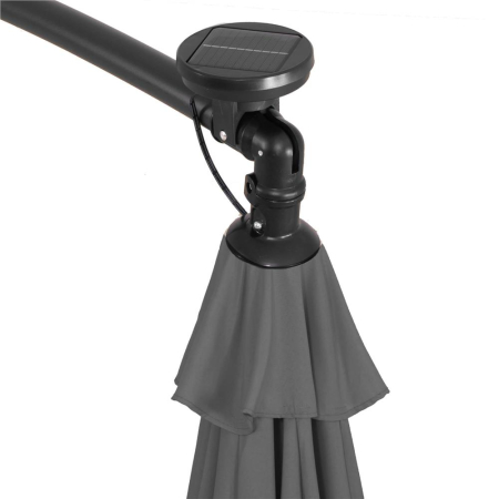 Umbrela gradina brat lateral tip banana cu iluminare LED solara, 32 LED-uri, protectie UPF 50+, husa inclusa, D300 cm, gri [8]