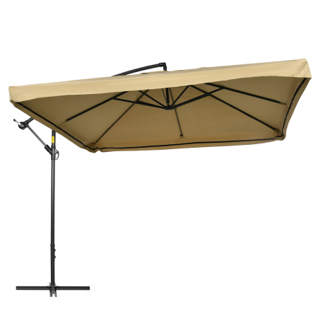  Umbrela de gradina cu brat lateral inclinabila, cu deschidere cu manivela si plasa anti-tantari, 3x3 m, bej [6]