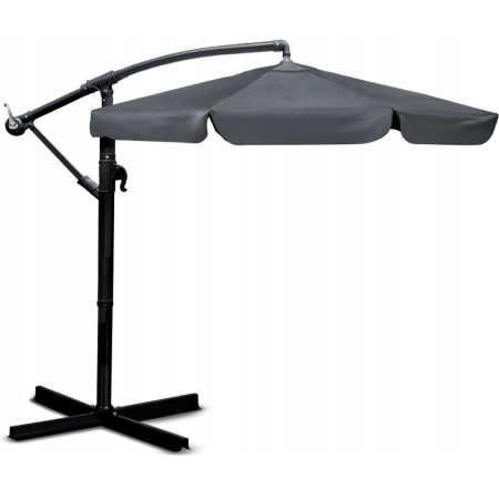 Gradina & balcon - Umbrela de gradina cu brat lateral, inclinabila, panza poliester 160 g/mp, husa de protectie, 300 cm, gri