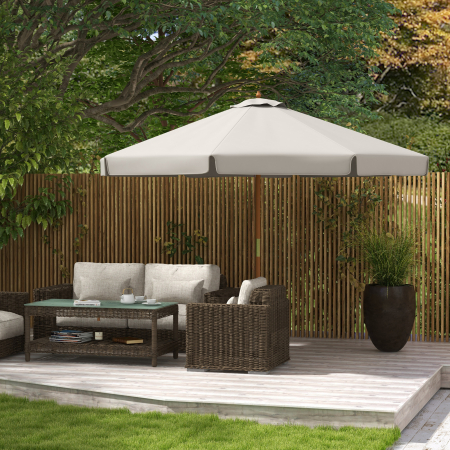  Umbrela de Gradina cu Corzi, Deschidere Reglabila si Orificii de Ventilatie, Ø325x250 cm, Gri [1]