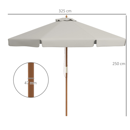  Umbrela de Gradina cu Corzi, Deschidere Reglabila si Orificii de Ventilatie, Ø325x250 cm, Gri [2]