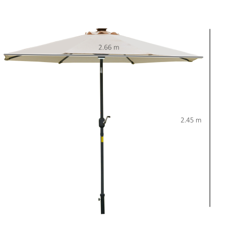  umbrela de gradina cu leduri, Φ266x245cm, crem [2]