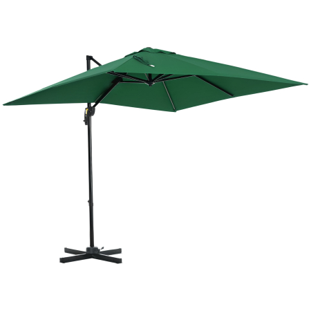 Prelate, pavilioane, umbrele terasa -  Umbrela de gradina cu manivela, 2.5x2.5 m, rotativa 360° si parasolar reglabil, verde