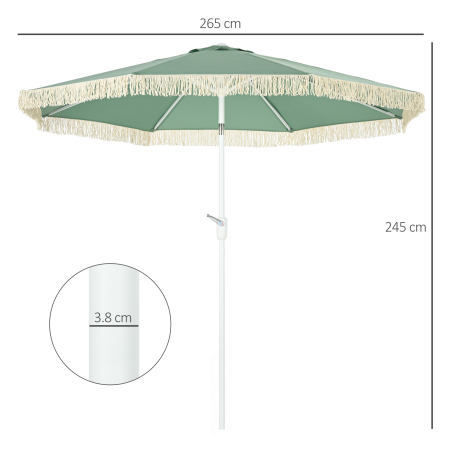  Umbrela de Gradina cu Manivela, inclinabila, tija din 2 sectiuni, poliester si metal, 2.6x2.4 m, verde [2]