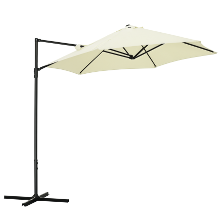 Prelate, pavilioane, umbrele terasa -  Umbrela de Gradina cu Rotatie la 360°, Brat cu Baza in Cruce si Orificiu de Ventilatie, Ø256x245 cm, Bej